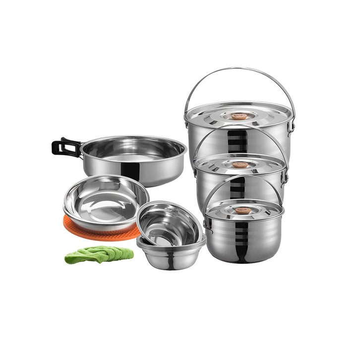mc240 Stainless Steel Camping Mess Kit with Pots & Carry Bag