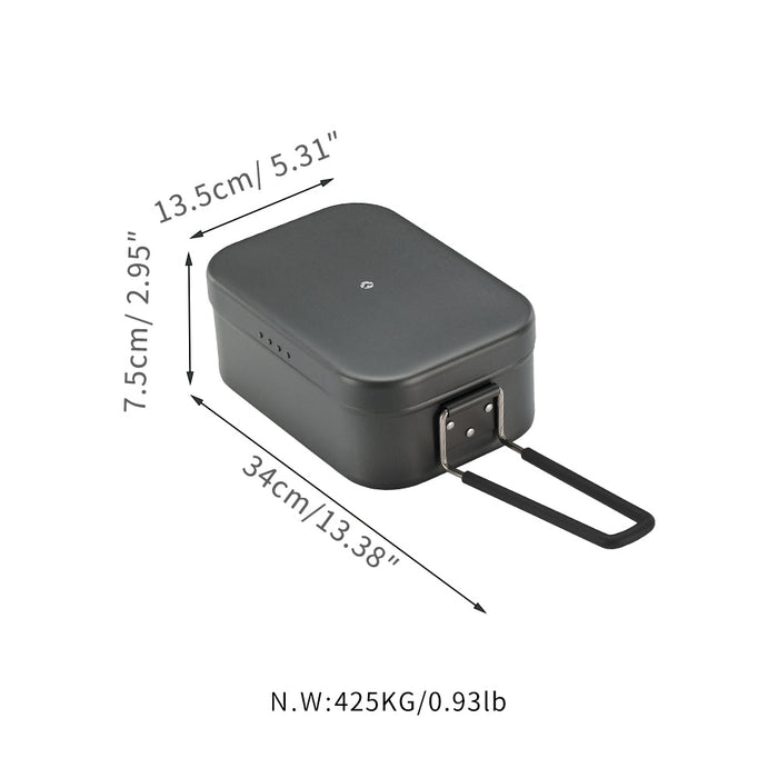 H-2013 Extra Thick Mess Tin, Large with Overflow Prevention Groove, Draining Hole