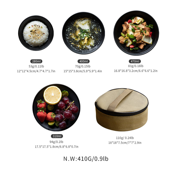 BKS395-1S 4-Piece Stainless Steel Camping Plates Set, Black BKS395-1S