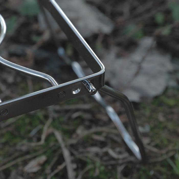 MS-1013 Folding 2-Height Adjustable Campfire Pot Stand - 18'' Stainless Steel with Storage Bag