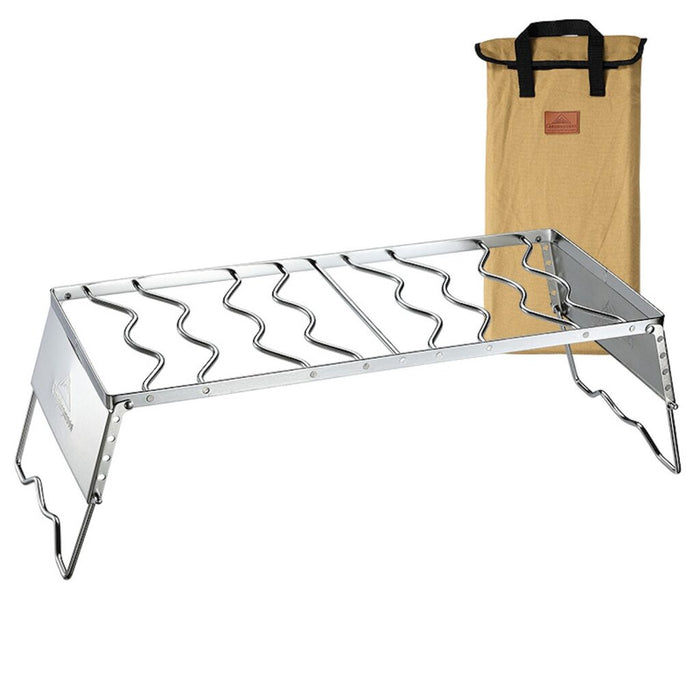 MS-1019 Portable Camping Grill with Windscreen - Stainless Steel & Folding Legs