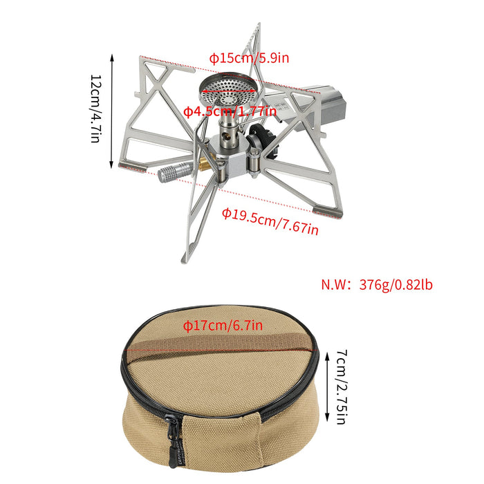XD-3-NE Butane Camping Stove, Lightweight, Foldable, Pressure Stabilizer, Stainless Steel