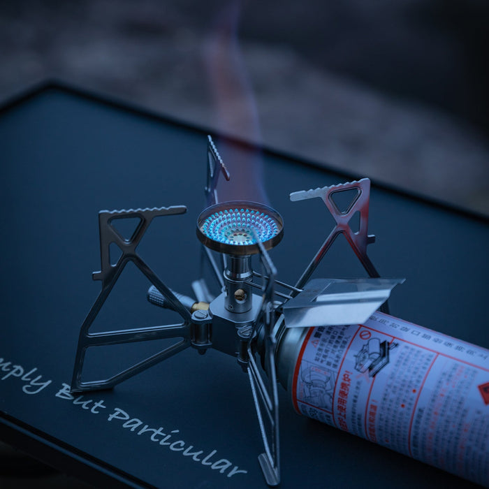 XD-3-NE Butane Camping Stove, Lightweight, Foldable, Pressure Stabilizer, Stainless Steel