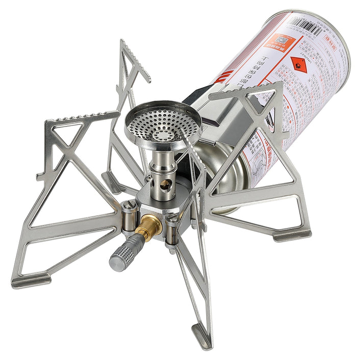 XD-3-NE Butane Camping Stove, Lightweight, Foldable, Pressure Stabilizer, Stainless Steel
