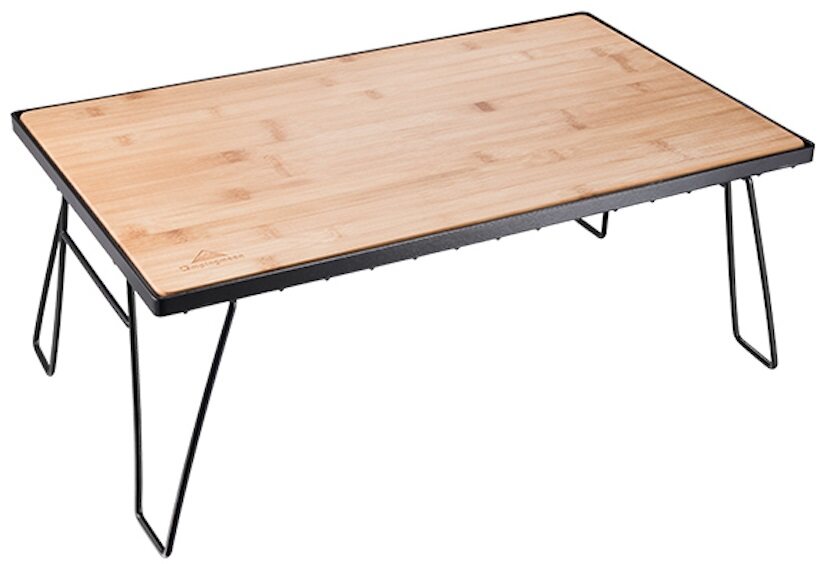 T230-TP Bamboo Top Foldable Field Rack - Stackable Mesh Camping Table