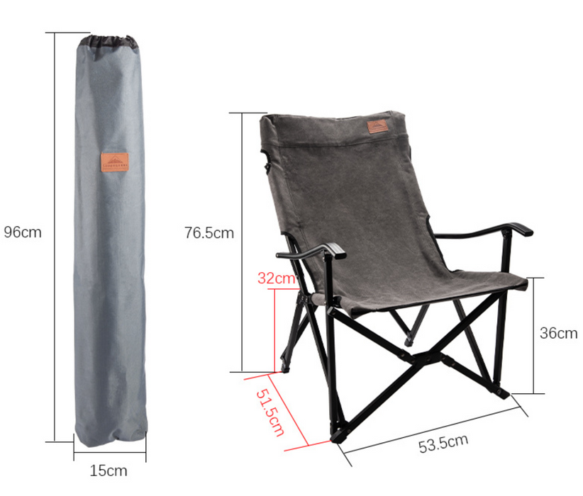 F-1003C-H Foldable Low Camping Chair - Cotton Canvas in Gray