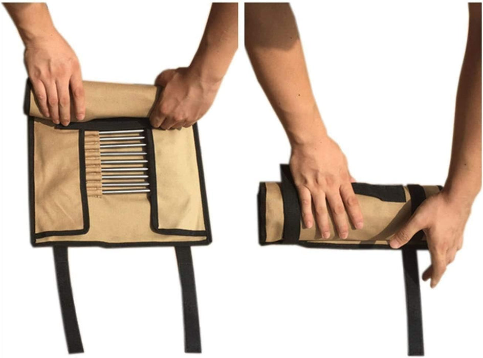 B135 Cotton Canvas Tent Stakes Storage Bag - Fits Stakes Up to 14'' in Beige