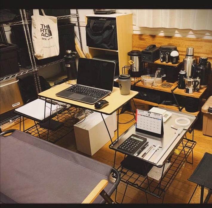 T230-TP Bamboo Top Foldable Field Rack - Stackable Mesh Camping Table