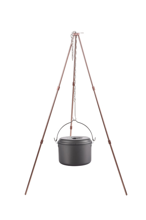 MS-080-BRZ Portable Campfire Tripod - Lightweight Aluminum with Adjustable Chain