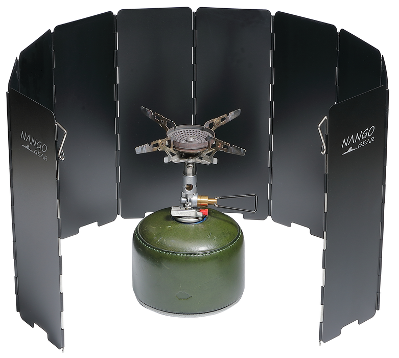 11351(YD-10) LONG-TYPE NANGOGEAR Aluminum Camp Stove Windscreen with Hard Case – Black, Lightweight & Portable for Outdoor Cooking