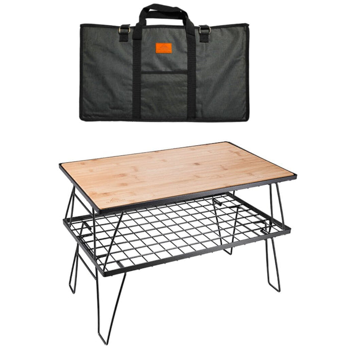 T-230-2TP Black Foldable & Stackable Storage Rack - Multipurpose Steel Shelf