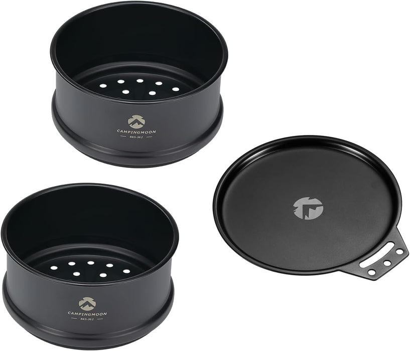 BKS362-2P/BKS-SG 2-Pack Black Mini Steamer Set for Sierra Cup - Stainless Steel with Lids