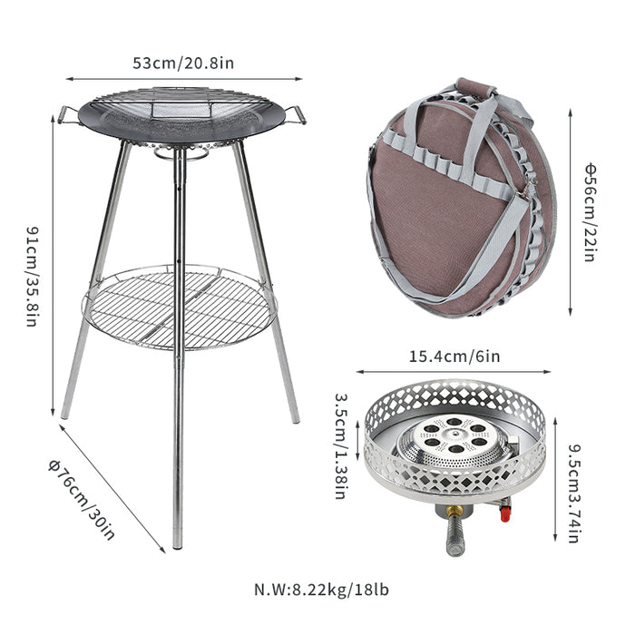 GR-901 18" Commercial BBQ Griddle – Skottle Grill Cooking System Kit with EN417 Lindal Valve Gas Stove & Burner Stand (Canister Sold Separately)