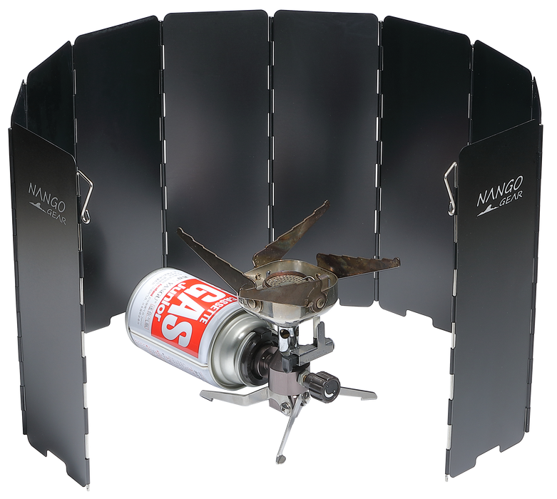11351(YD-10) LONG-TYPE NANGOGEAR Aluminum Camp Stove Windscreen with Hard Case – Black, Lightweight & Portable for Outdoor Cooking