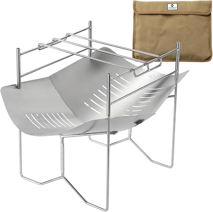 SOLO-A4 Solo A4 Size Camping Grill - Stainless Steel Campfire Stand