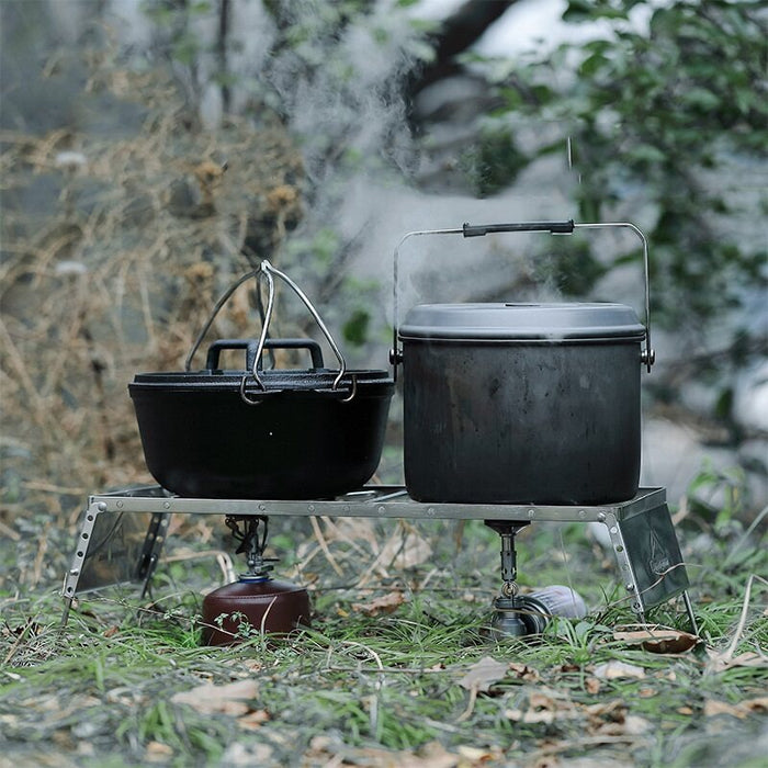 MS-1019 Portable Camping Grill with Windscreen - Stainless Steel & Folding Legs