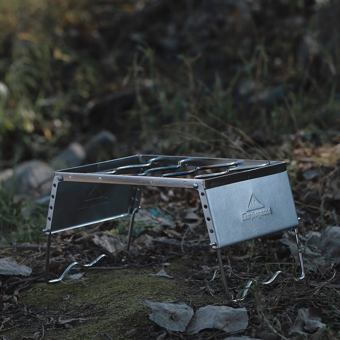 MS-1018 Portable Stainless Steel Campfire Grill for Dutch Oven with Windscreen