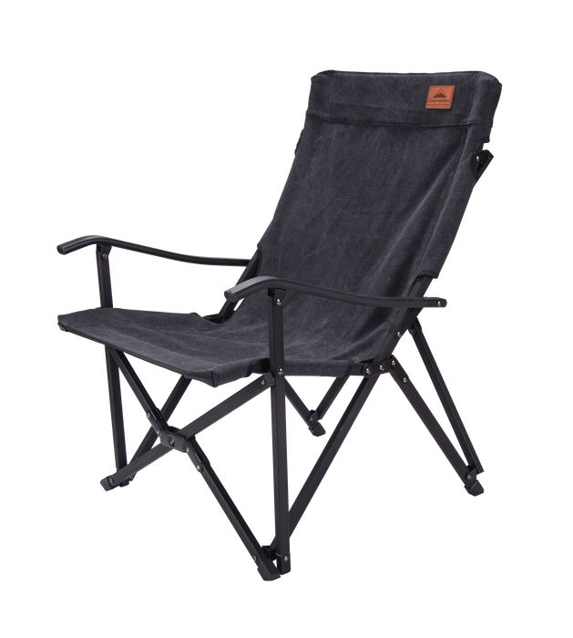 F-1003C-BK Foldable Low Camping Chair - Cotton Canvas in Black