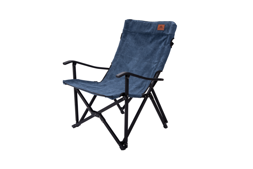 F-1003C-BL Foldable Low Camping Chair - Cotton Canvas in Blue