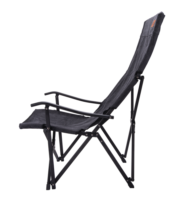 F-1002C-BK Foldable High-Back Low Camping Chair - Cotton Canvas in Black