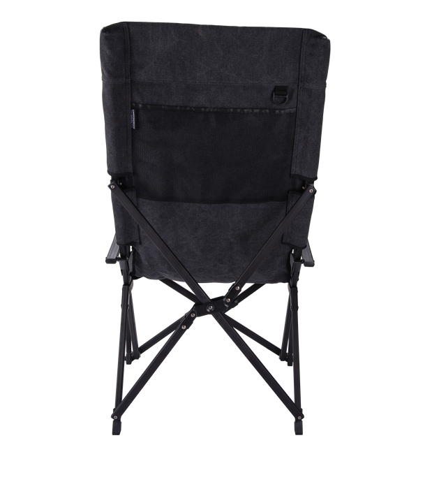 F-1002C-BK Foldable High-Back Low Camping Chair - Cotton Canvas in Black