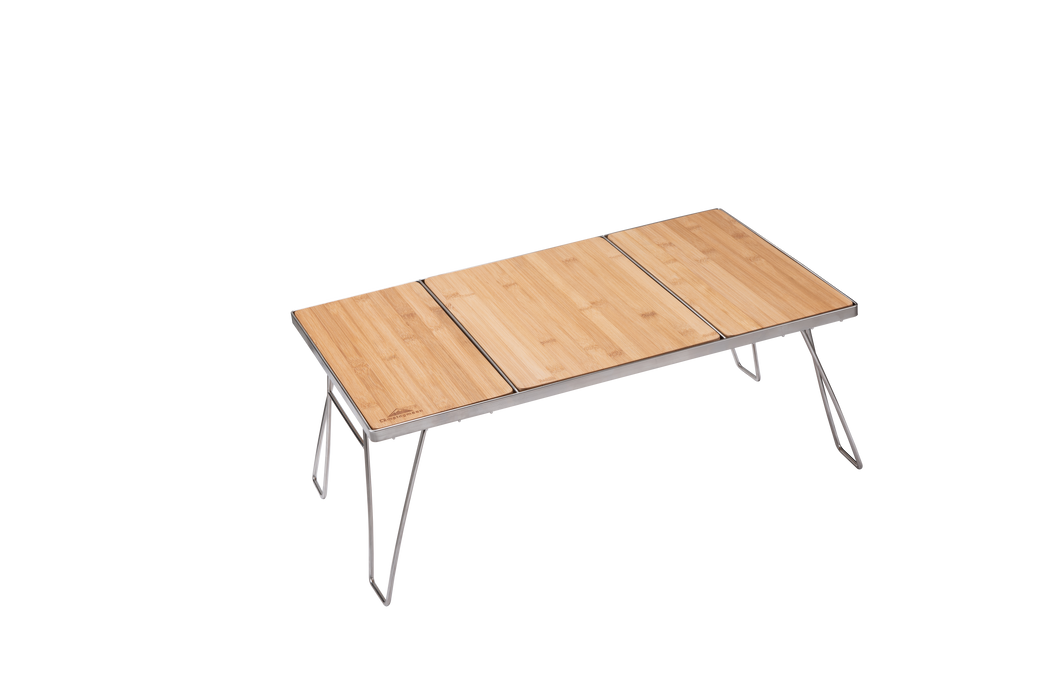 CK-1-CP Camping IGT Grill Table Foldable w/Bamboo Top Plate Stainless Steel