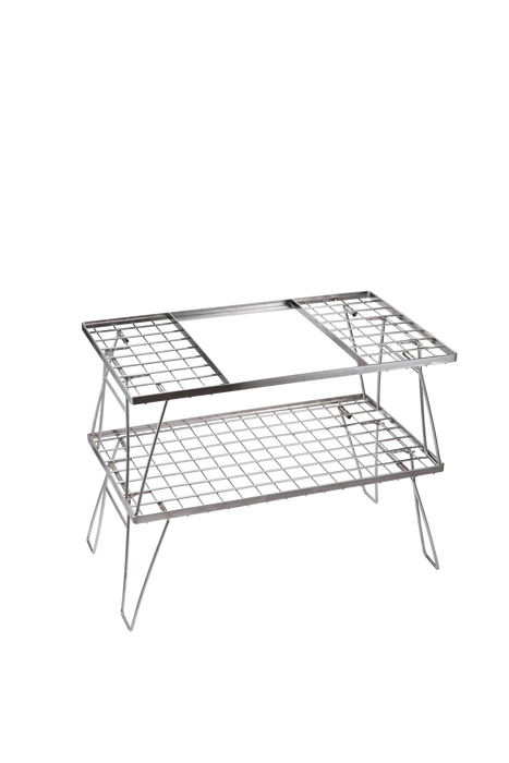 CK-2 Camping IGT Grill Table Foldable w/Storage Bag Stainless Steel Double-tier