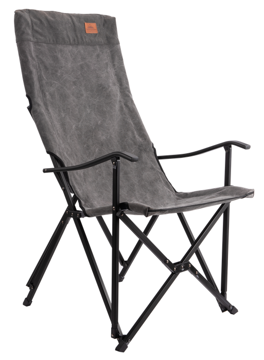 F-1001C-H Foldable Cotton Canvas Camping Chair for Campfire High Back Chair Gray