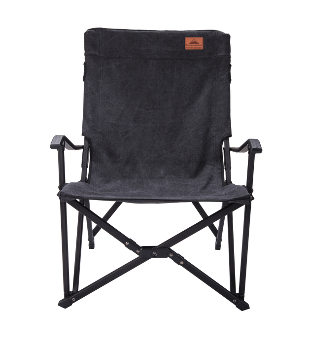 F-1003C-BK Foldable Low Camping Chair - Cotton Canvas in Black