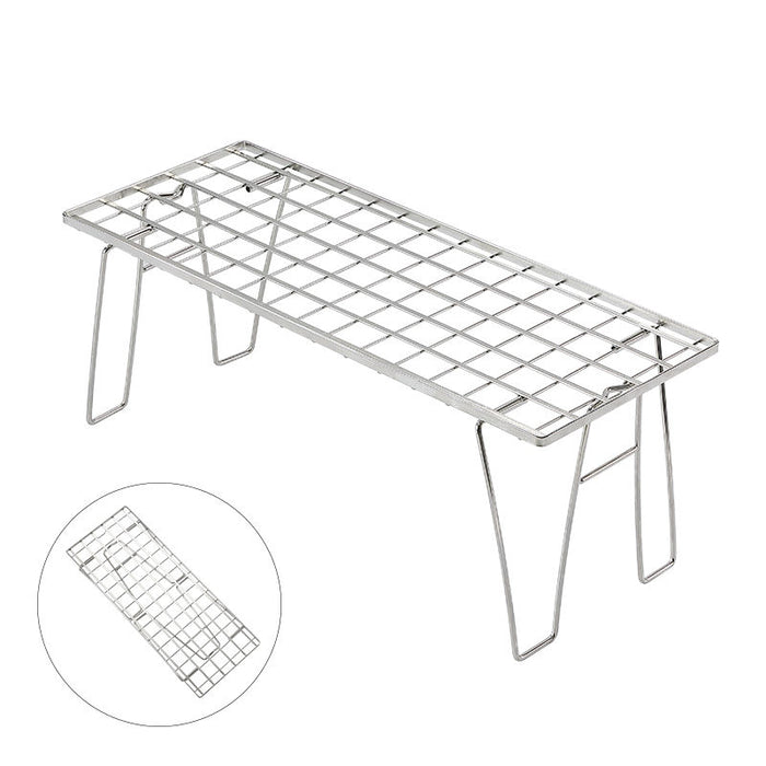 T-225A Heavy Duty Camping BBQ Storage Table Rack Silver Stainless Steel Outdoor Folding Table for BBQ