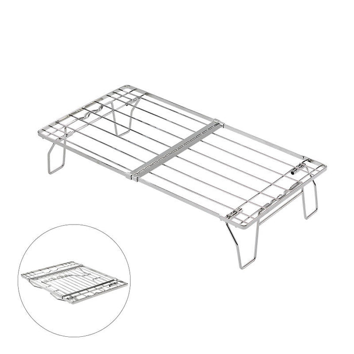 FD-13 Short Table Outdoor Camping Portable Equipment Folding Stainless Steel Shelf Rack for BBQ Accessoires