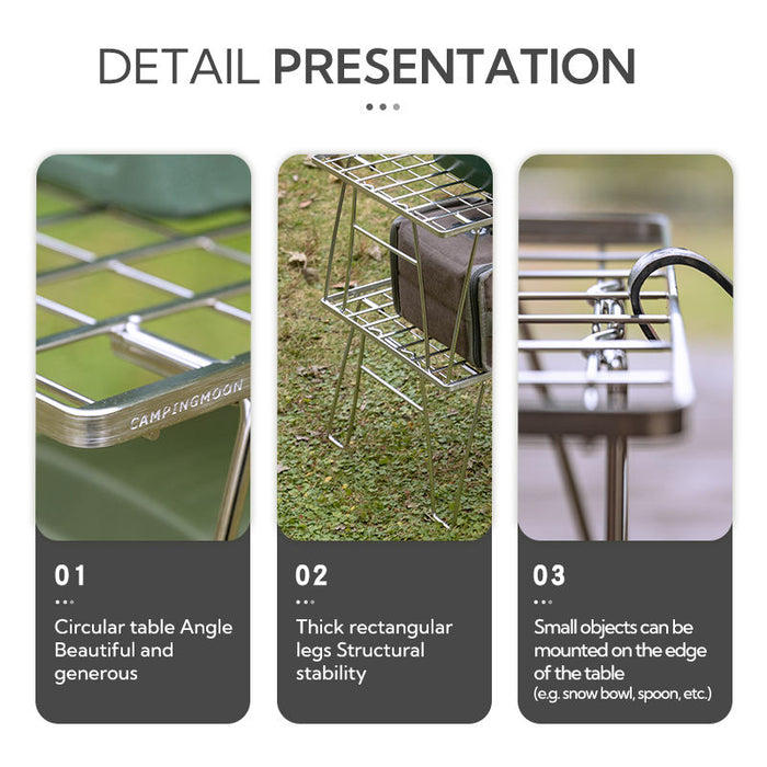 T-235A Camping Kitchen Picnic Table & Chair New Arrival Bbq Grill Stainless Steel Folding Table Storage Rack Table