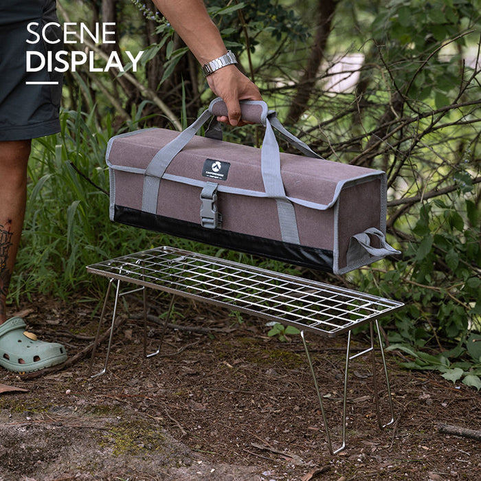 T-225A Heavy Duty Camping BBQ Storage Table Rack Silver Stainless Steel Outdoor Folding Table for BBQ