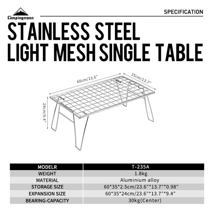 T-235A Camping Kitchen Picnic Table & Chair New Arrival Bbq Grill Stainless Steel Folding Table Storage Rack Table