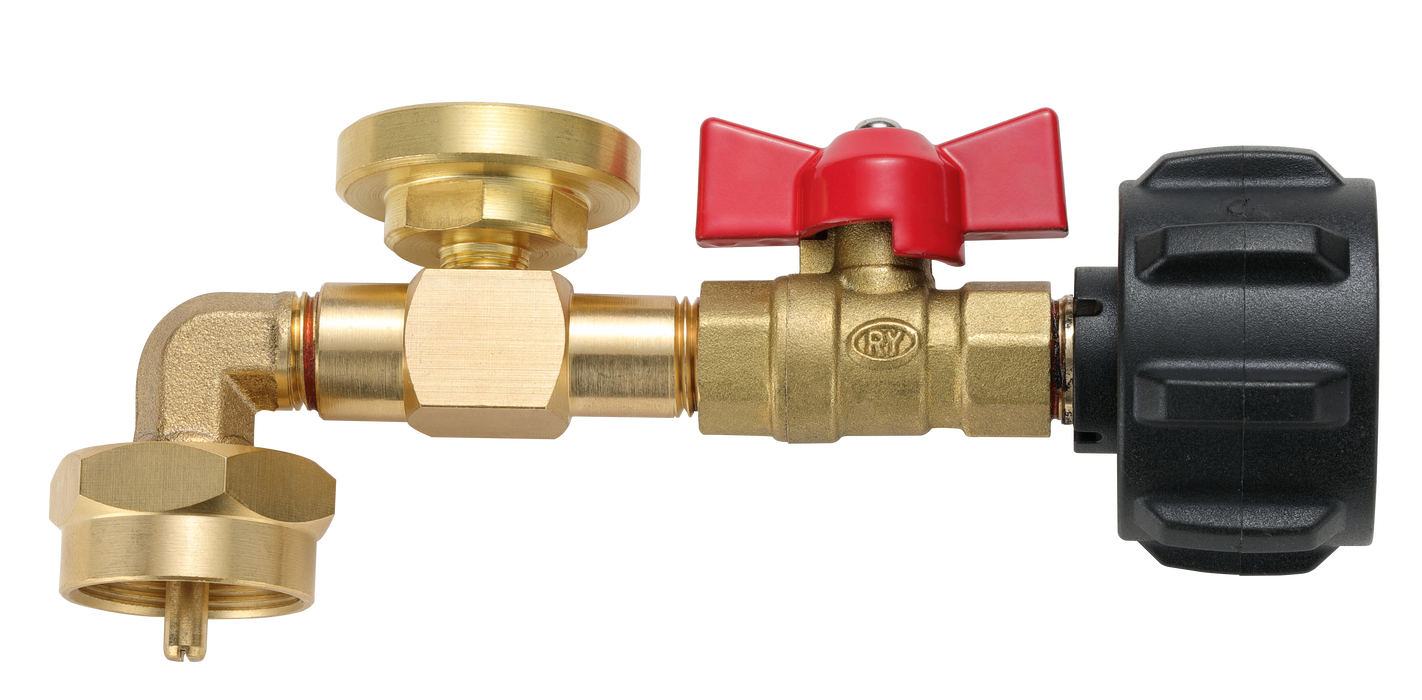 PZ-104 QCC1 Propane Refill Elbow Adapter, with Gauge & Valve, 1LB to 40LB tank