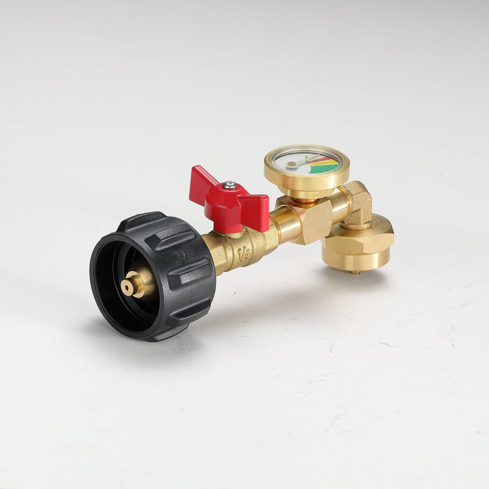 PZ-104 QCC1 Propane Refill Elbow Adapter, with Gauge & Valve, 1LB to 40LB tank