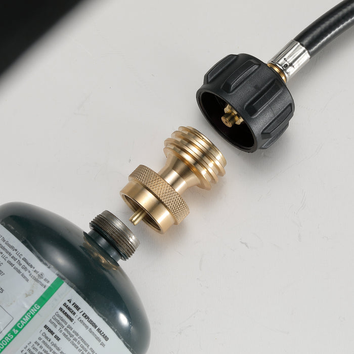 PZ-102 20lb to 1lb Propane Tank Converter, Solid Brass Steak Saver Adapter