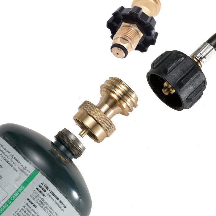 PZ-102 20lb to 1lb Propane Tank Converter, Solid Brass Steak Saver Adapter