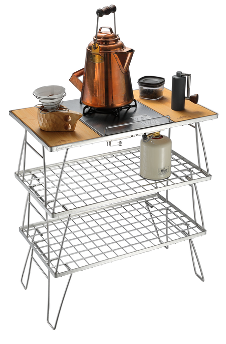 CK-3 Camping IGT Grill Table Foldable w/Storage Bag Stainless Steel Triple-Tier