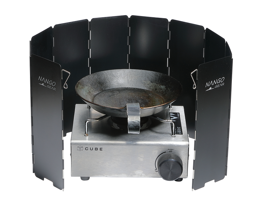 11351(YD-10) LONG-TYPE NANGOGEAR Aluminum Camp Stove Windscreen with Hard Case – Black, Lightweight & Portable for Outdoor Cooking
