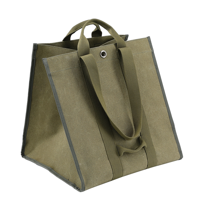 BC-400 Firewood Log Carrier Tote Fire Wood Canvas Khaki Durable Easy Carry