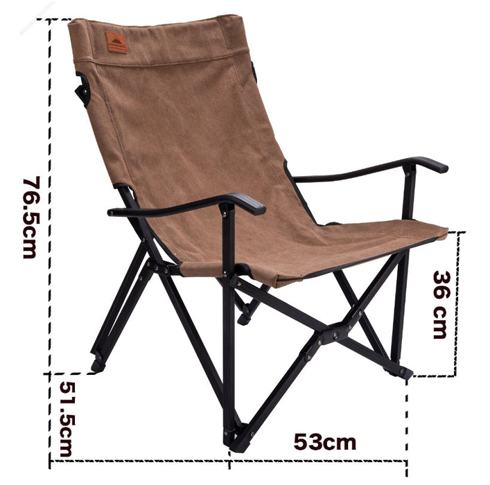 F-1003C-CF Foldable Low Camping Chair - Cotton Canvas in Coffee