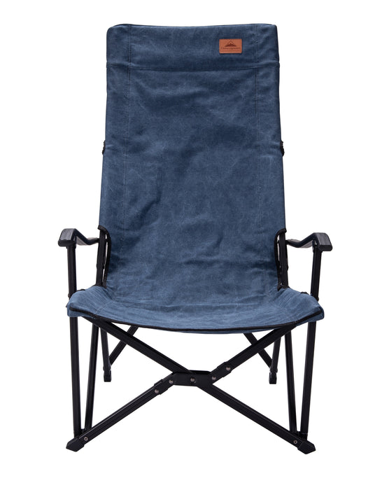 F-1002C-BL Foldable High-Back Low Camping Chair - Cotton Canvas in Blue