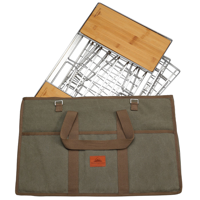 CK-3 Camping IGT Grill Table Foldable w/Storage Bag Stainless Steel Triple-Tier