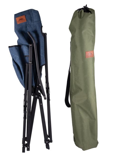 F-1003C-BL Foldable Low Camping Chair - Cotton Canvas in Blue