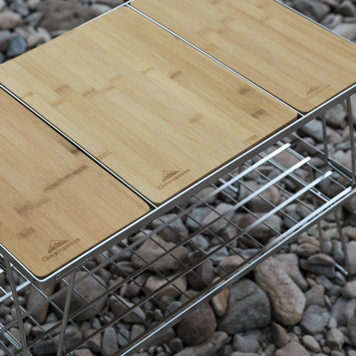 CK-1-CP Camping IGT Grill Table Foldable w/Bamboo Top Plate Stainless Steel