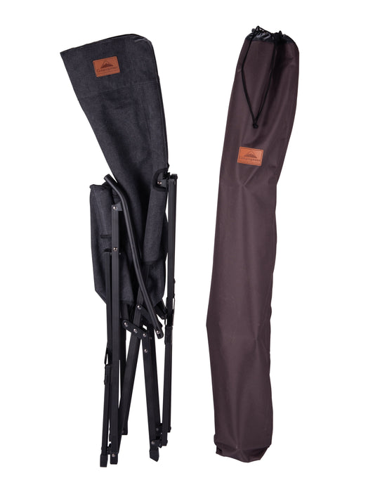 F-1003C-BK Foldable Low Camping Chair - Cotton Canvas in Black