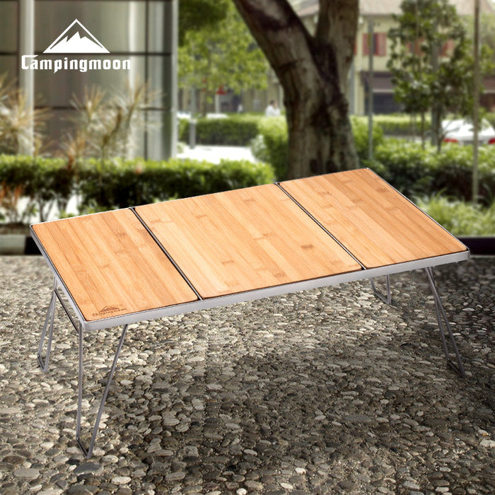 CK-1-CP Camping IGT Grill Table Foldable w/Bamboo Top Plate Stainless Steel
