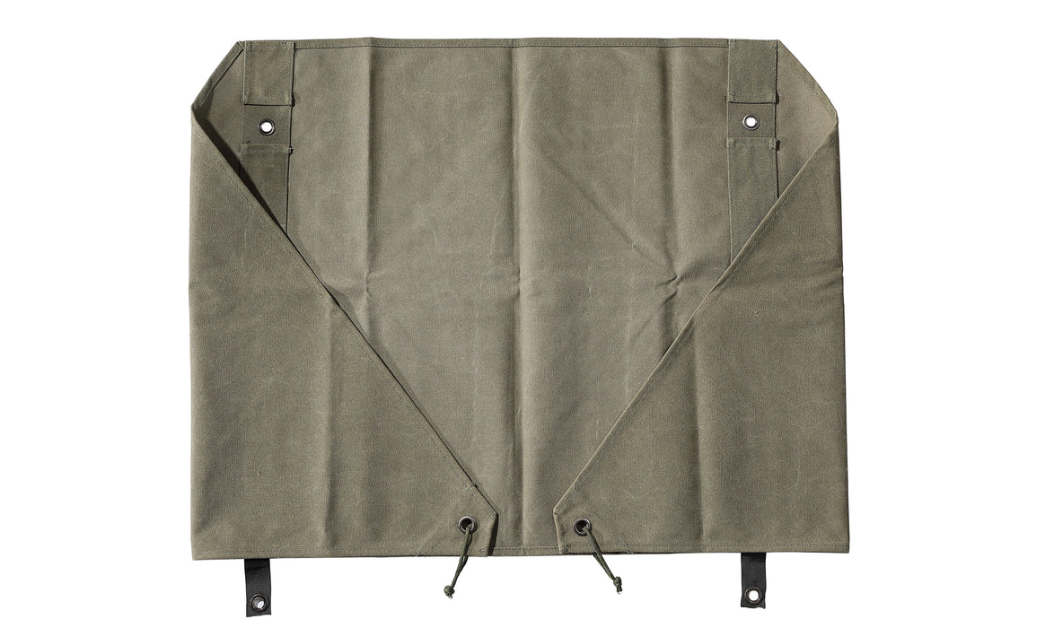 Cortina de lona para campamento B-660, reflector para fogatas con poste de acero inoxidable y estuche de almacenamiento, color caqui 
