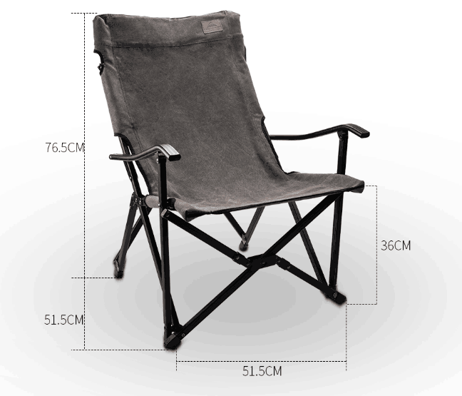 F-1003C-H Foldable Low Camping Chair - Cotton Canvas in Gray
